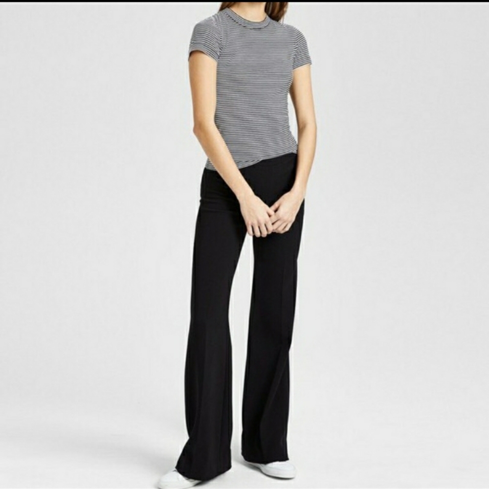 Theory Simonne Modern Crepe Wide Leg Pants Black Sz 8 Career Business Casual